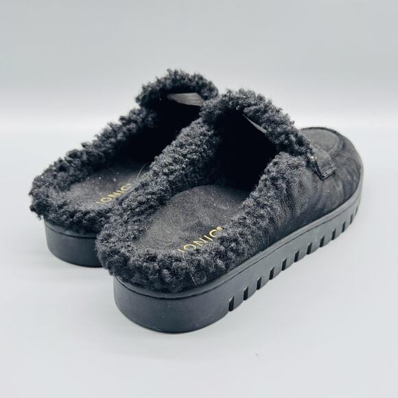 Vionic Shoes Womens 9 Black Faux Fur Uptown Mule Loafer Slip On Clogs Slippers - Picture 6 of 10